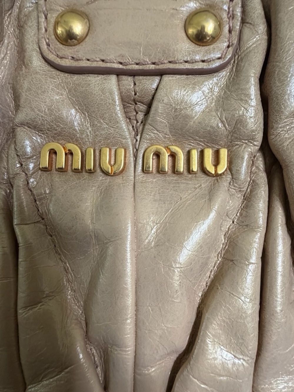 Miu Miu Matelassé Coffer Bag Metallic Rose Gold Leather Y2K - Picture 11 of 13